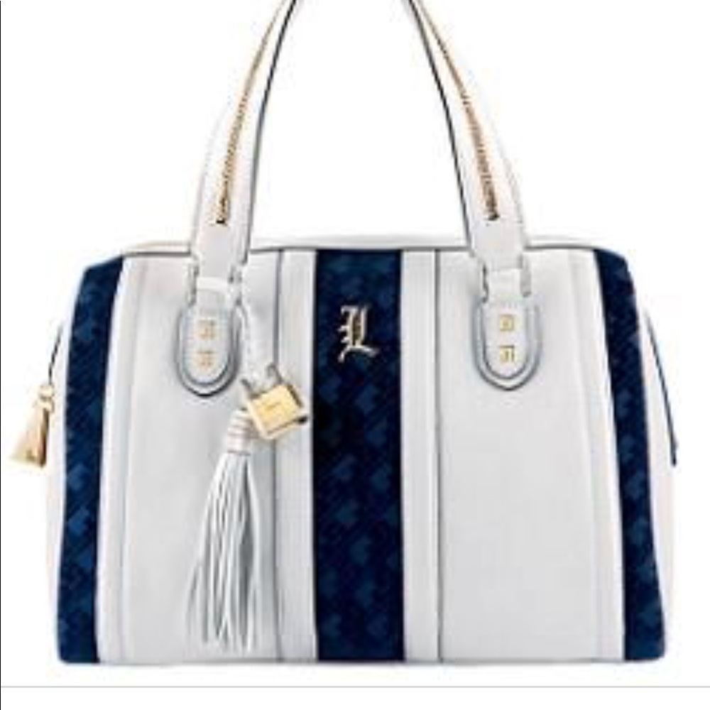 L.A.M.B Ivory and Navy Handbag